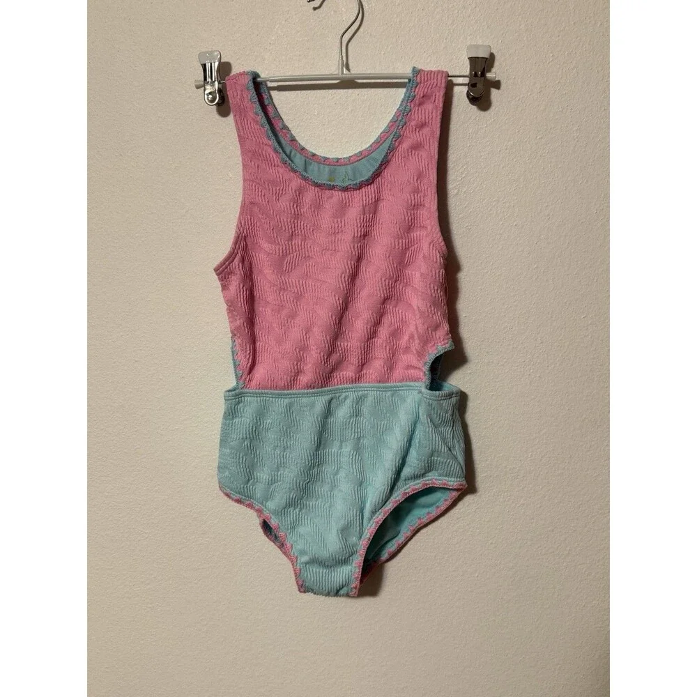 BMagical Girls 2-Piece Swimsuit Lot Size 12 - Pink/Teal Cut-Out & Seashell 1 NWT